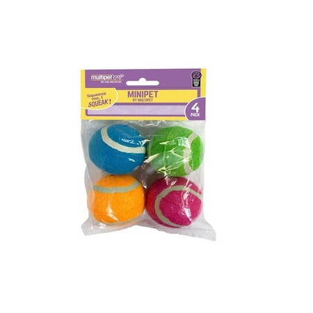 Multipet Multipet Assorted Plush Squeaky Tennis Ball 2 in. 4 pk 44207